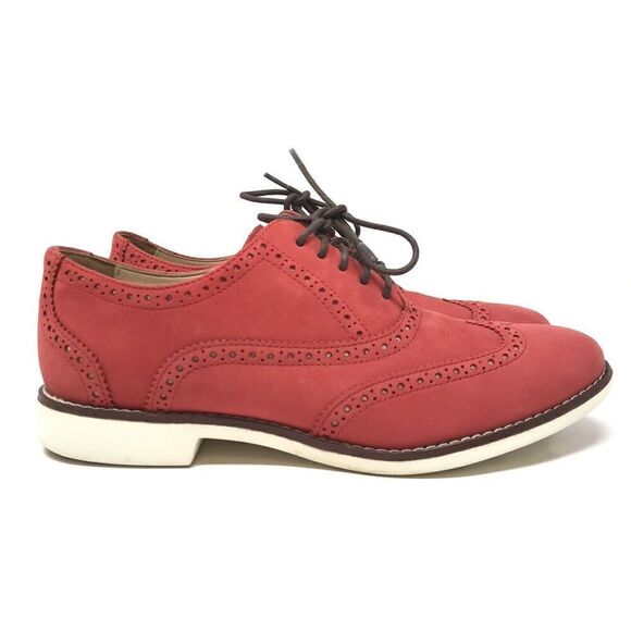 Cole Haan Women’s Skylar Oxford Dress Size 7.5 Red Lace Up Wingtip Brogue Shoes - Picture 1 of 13